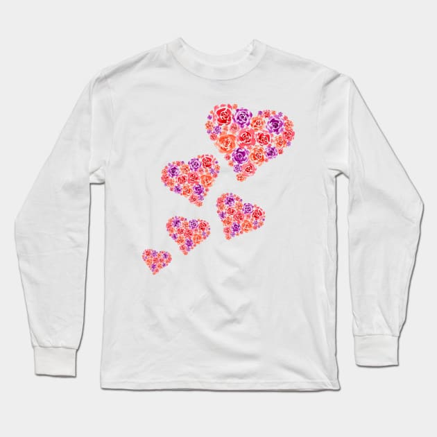 Floral Hearts Long Sleeve T-Shirt by ZeichenbloQ